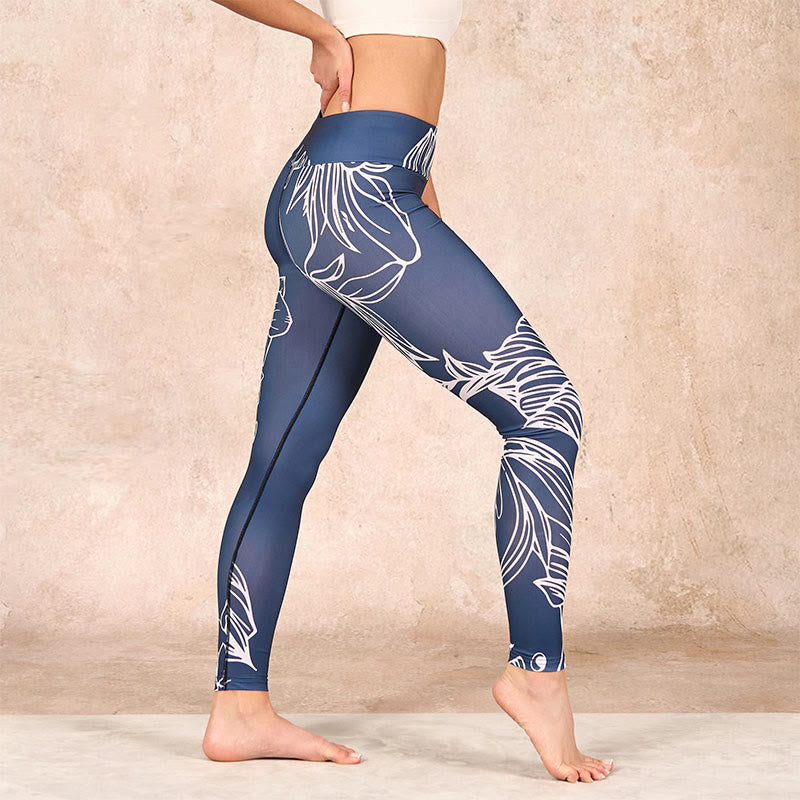 Buddha Stones、牡丹、エピフィラムの花柄プリント、ジムフィットネスレギンス、レディースヨガパンツ - image 10