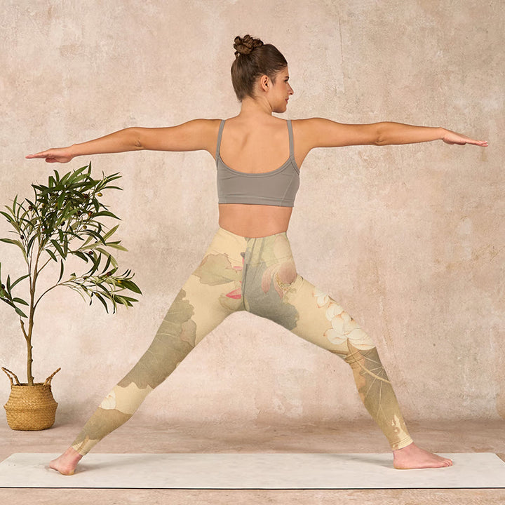 Buddha Stones、蓮の花、葉のプリントジムレギンス、レディースヨガパンツ - image 10