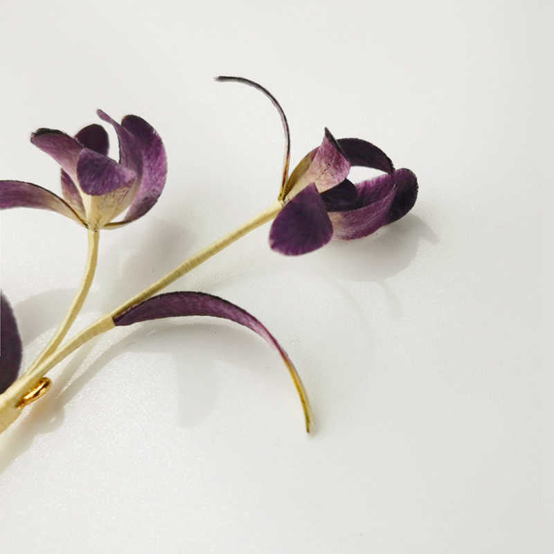 Buddha Stonesハンドメイドベルベットフラワー桑シルク蘭の花ブローチ