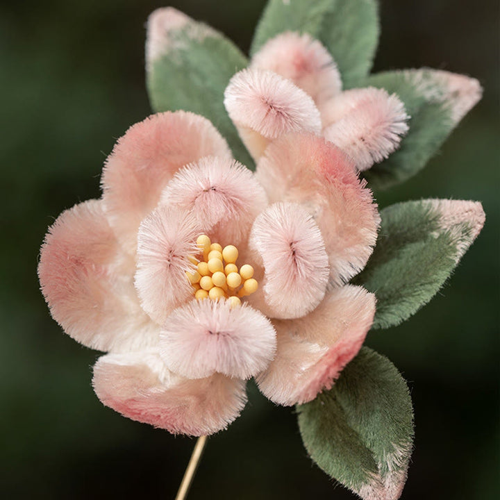 Buddha Stonesハンドメイド揚州ベルベットフラワー桑シルク桃の花ブローチ