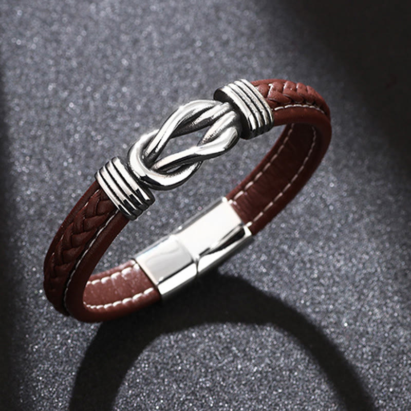 Buddha Stonesファッション チタンスチール レザー 強化ブレスレット