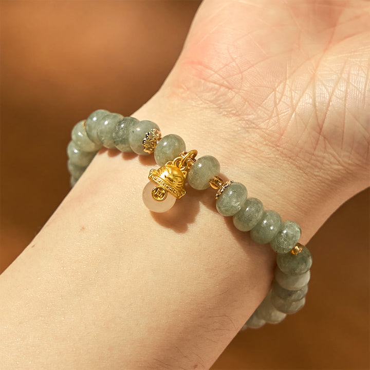 Buddha Stonesストロベリークォーツ シアン翡翠 幸運の猫ビーズ ヒーリングブレスレット - image 16