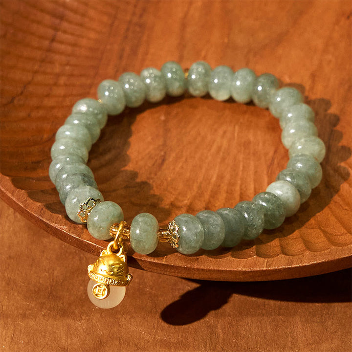 Buddha Stonesストロベリークォーツ シアン翡翠 招き猫ビーズ ヒーリングブレスレット - image 16