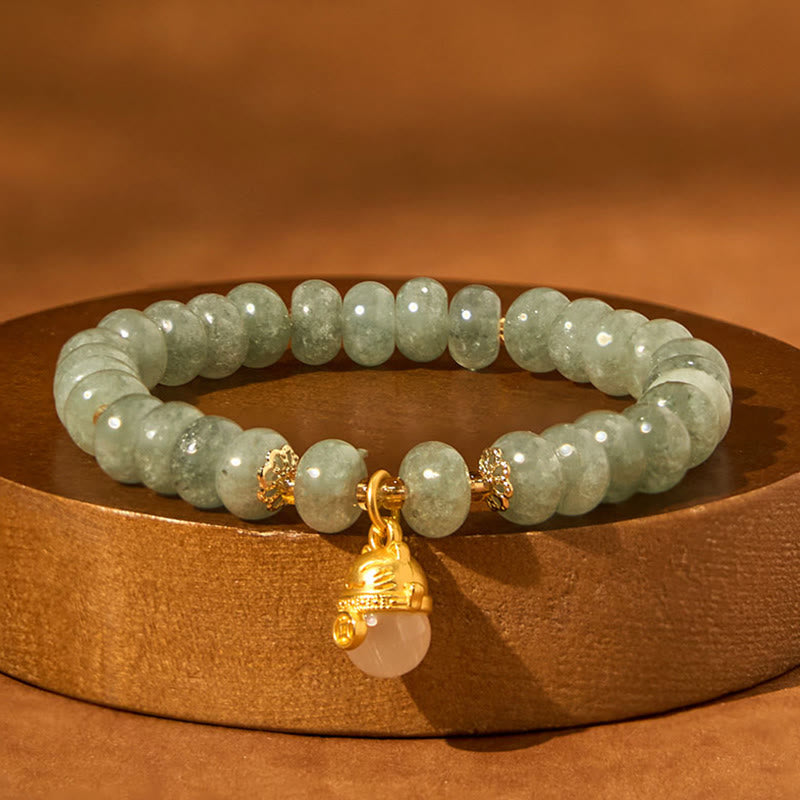 Buddha Stonesストロベリークォーツ シアン翡翠 幸運の猫ビーズ ヒーリングブレスレット - image 13