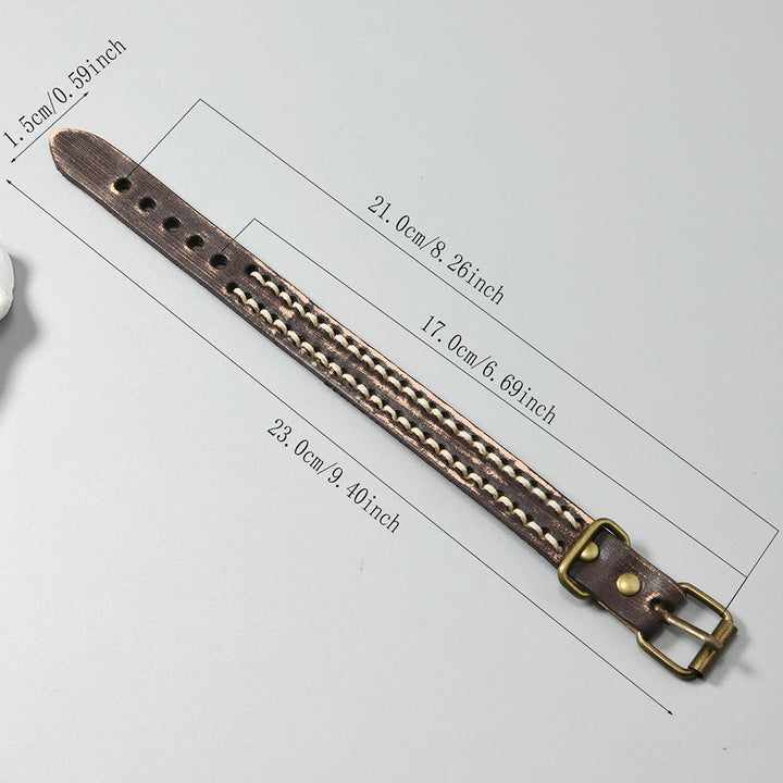 Buddha Stonesヴィンテージレザー 調節可能バックル 強化ブレスレット