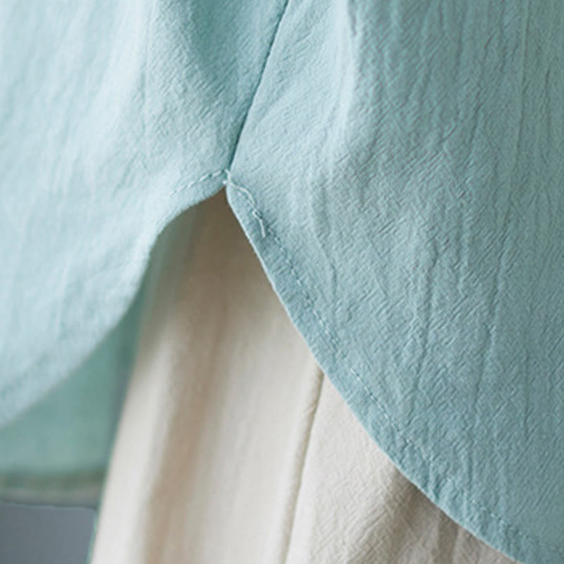 Buddha Stonesレディース プレーン バットウィングスリーブデザイン ハーフスリーブ コットンリネンシャツ - image 8