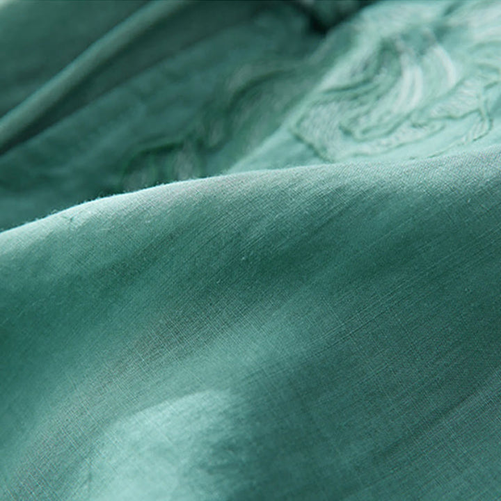 Buddha Stonesカジュアル レディース 刺繍 植物デザイン 七分袖 コットンリネンシャツ - image 24