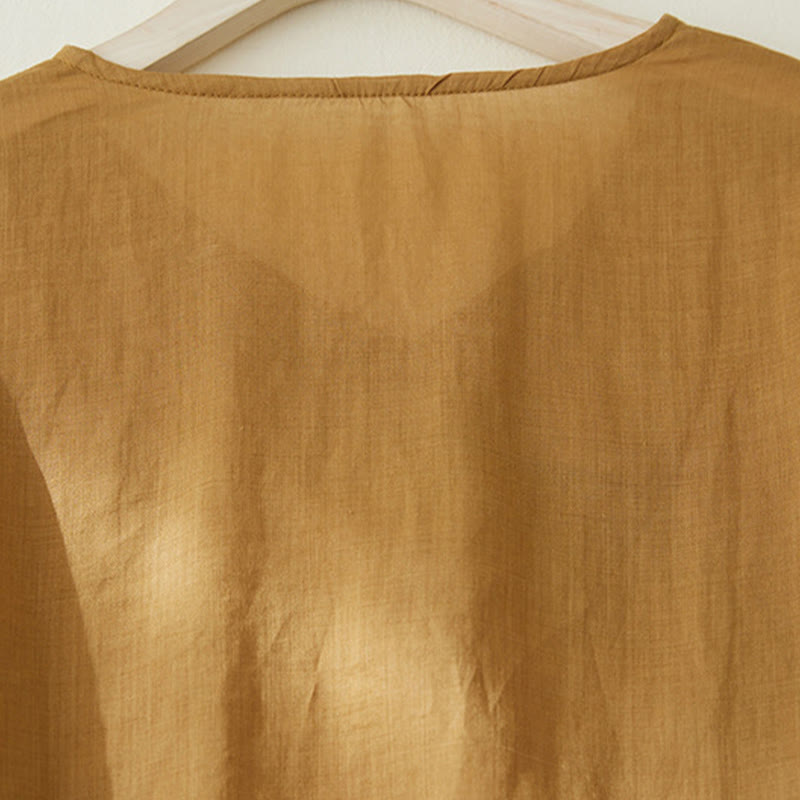 Buddha Stonesカジュアル レディース 刺繍 植物デザイン 七分袖 コットンリネンシャツ - image 16