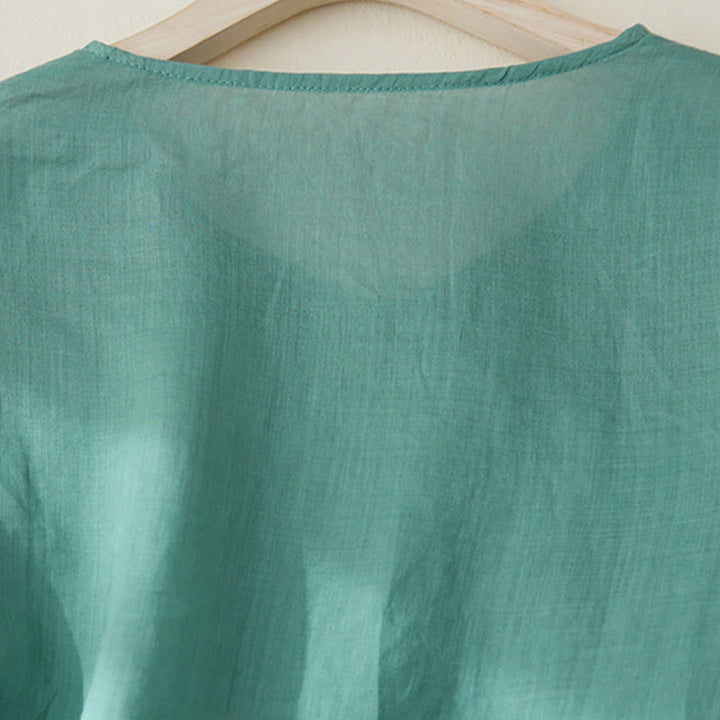 Buddha Stonesカジュアル レディース 刺繍 植物デザイン 七分袖 コットンリネンシャツ - image 23