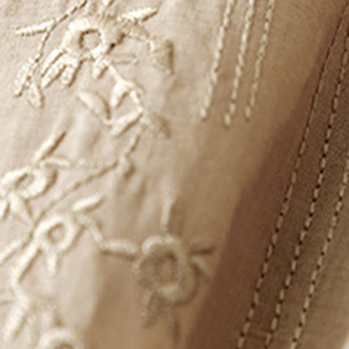 Buddha Stonesカジュアル レディース 刺繍フラワー Vネックデザイン ゆったり 半袖 コットンリネンシャツ - image 15