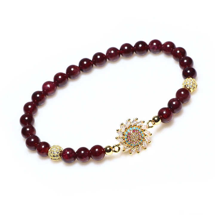 天然ガーネット フラワージルコンビーズ ブレスレット 守護 開運 ヒーリング 幸運 | Buddha Stones