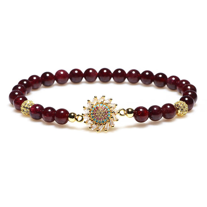 天然ガーネット フラワージルコンビーズ ブレスレット 守護 開運 ヒーリング 幸運 | Buddha Stones