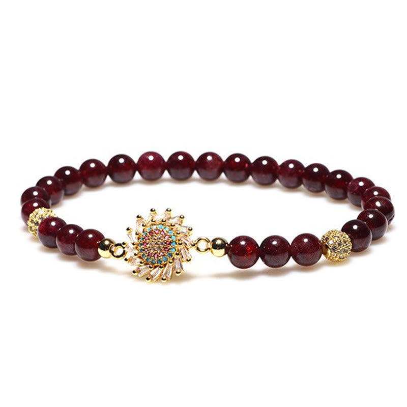天然ガーネット フラワージルコンビーズ ブレスレット 守護 開運 ヒーリング 幸運 | Buddha Stones