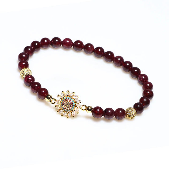 天然ガーネット フラワージルコンビーズ ブレスレット 守護 開運 ヒーリング 幸運 | Buddha Stones