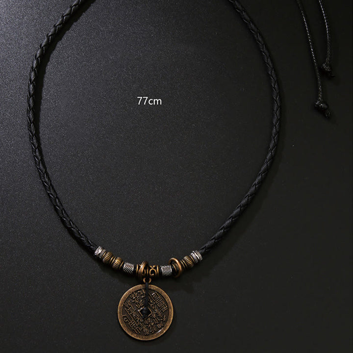 Buddha Stones石山の幽霊お金を使う八卦合金銅貨ハーモニーネックレスペンダント