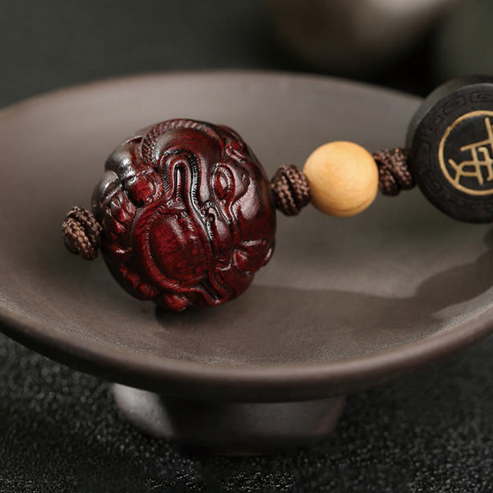 Buddha Stones小葉紅檀貔貅 安全・健康保護キーチェーン