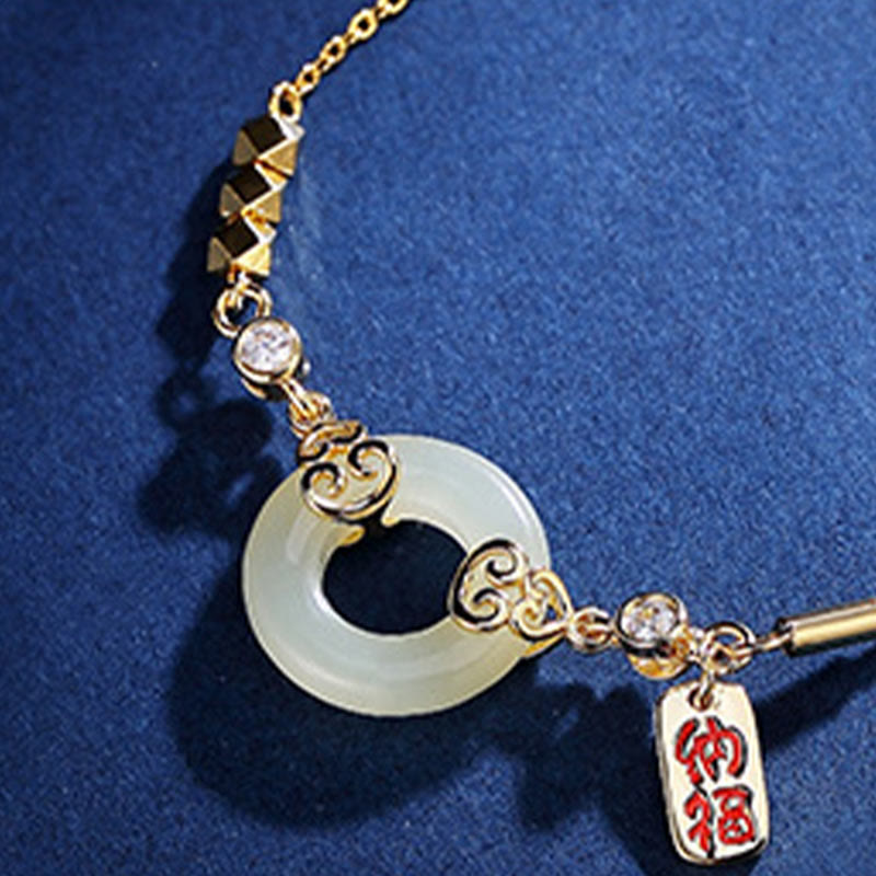 Buddha Stones 925スターリングシルバー 天然和田翡翠ひょうたん平和のお守りチャームジルコン幸運ブレスレットネックレス ペンダント イヤリング - image 4