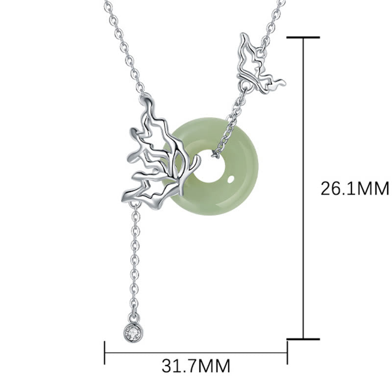 Buddha Stones 925スターリングシルバー 天然和田翡翠平和のお守りチャーム蝶の豊かさのネックレスペンダント - image 4