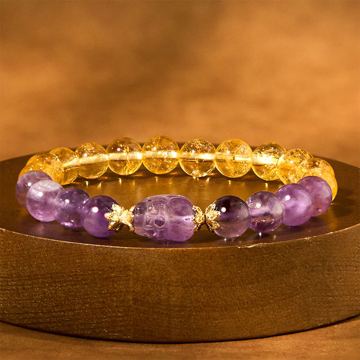 Buddha Stonesシトリン アメジストPiXiu繁栄のブレスレット
