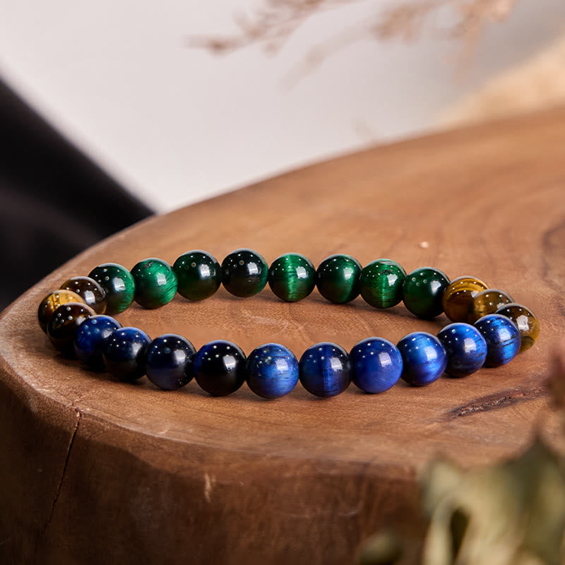 Buddha Stonesブルータイガーアイ グリーンタイガーアイ タイガーアイバランスブレスレット