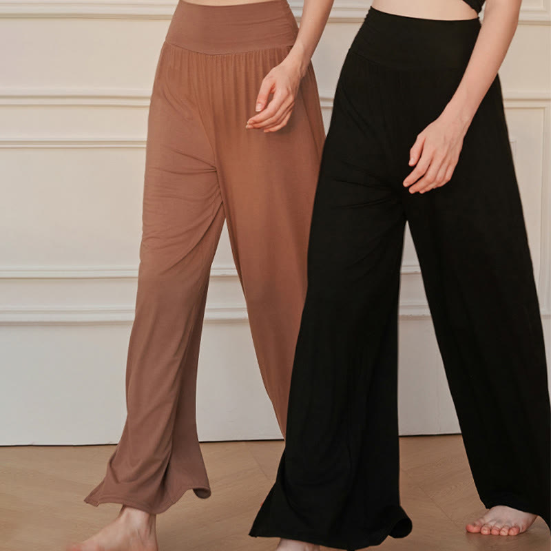 Buddha Stonesカジュアル 無地 ハイウエスト 伸縮性 レディース コットン ワイドレッグパンツ - image 15