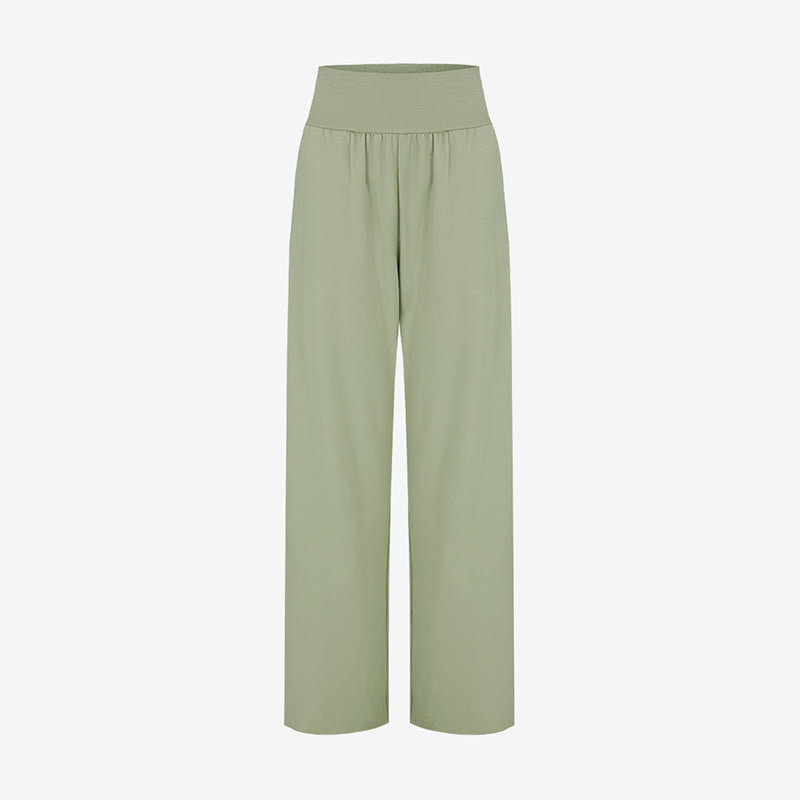 Buddha Stonesカジュアル ルーズ タイダウンヘム 無地 ハイウエスト レディース ライカパンツ ポケット付き - image 7