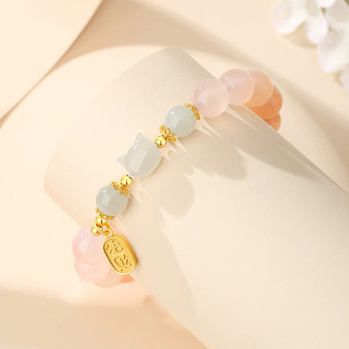 Buddha Stones 925スターリングシルバー レッドアゲート 和田翡翠 猫福キャラクター 自信ブレスレット - image 2