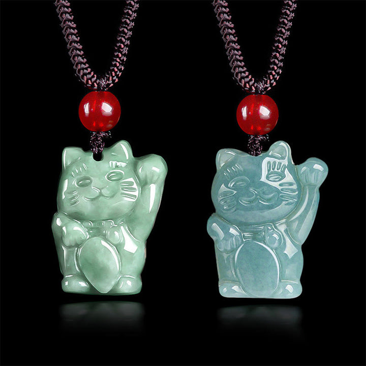 Buddha Stones 翡翠 幸運を招く猫モチーフ 豊穣の象徴 ネックレス - image 11