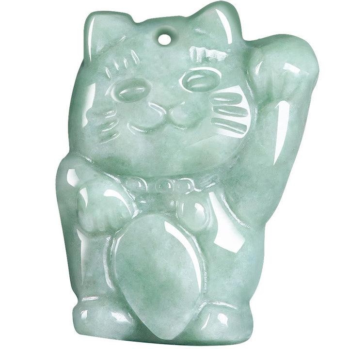 Buddha Stones 翡翠 幸運を招く猫モチーフ 豊穣の象徴 ネックレス - image 7