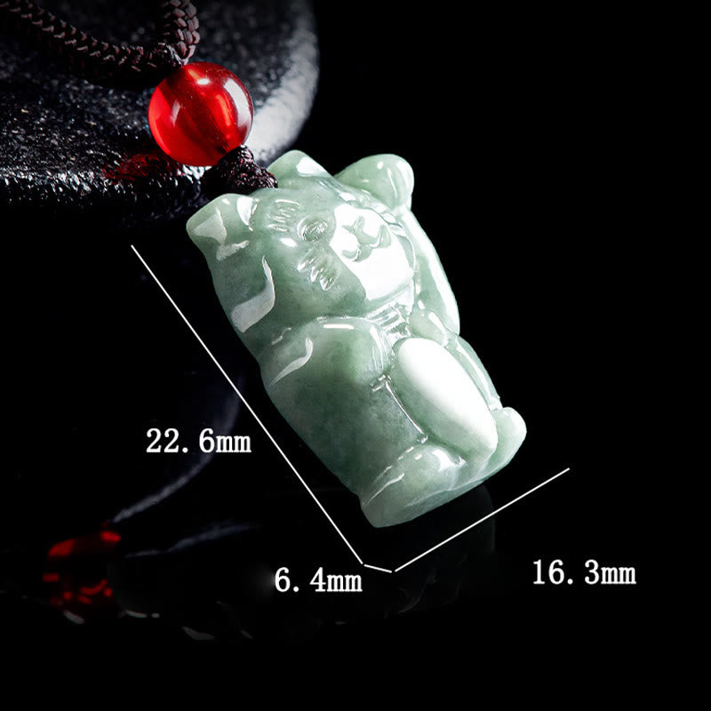 Buddha Stones 翡翠 幸運を招く猫モチーフ 豊穣の象徴 ネックレス - image 6