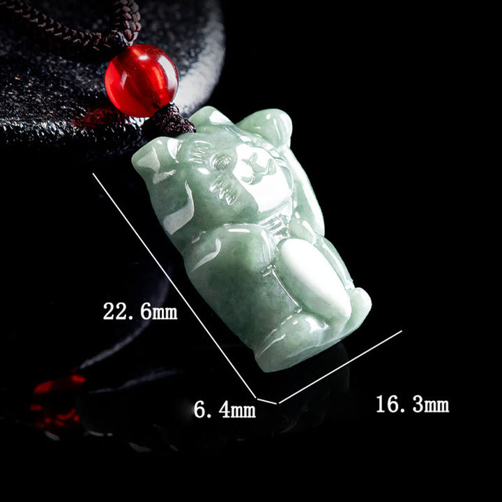 Buddha Stones 翡翠 幸運を招く猫モチーフ 豊穣の象徴 ネックレス - image 6