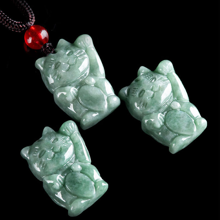 Buddha Stones 翡翠 幸運を招く猫モチーフ 豊穣の象徴 ネックレス - image 12