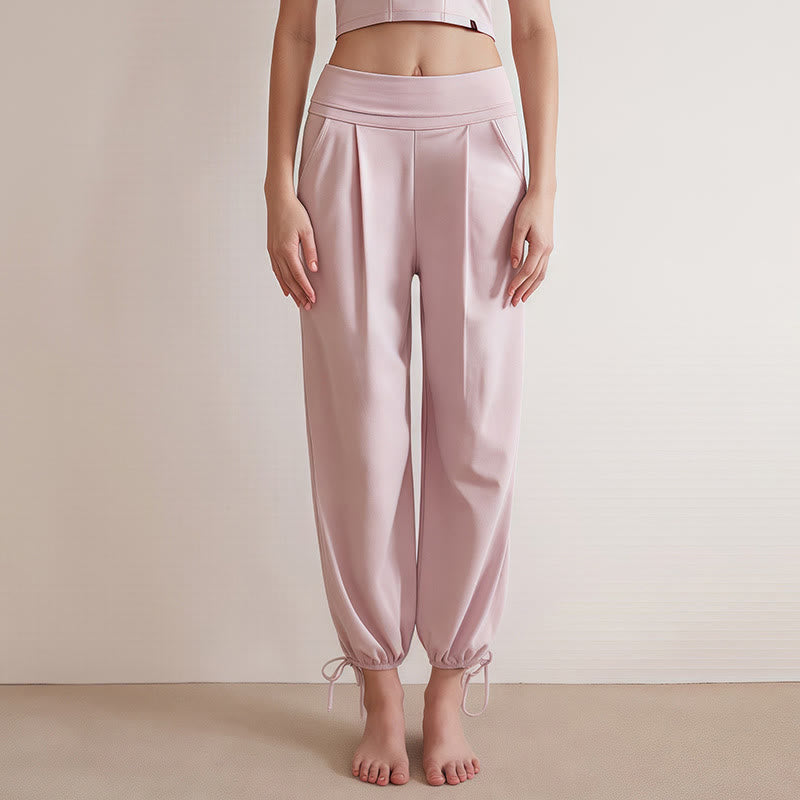 Buddha Stonesカジュアル 無地 ドローストリング 裾 レディース ライカ パンツ ポケット付き - ピンク - US4、 UK/AU8、 EU36 (L) - image 9