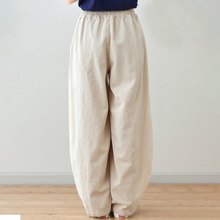 Buddha Stonesカジュアル 無地 ルーズロープ レディース コットンリネン パンツ ポケット付き - image 15