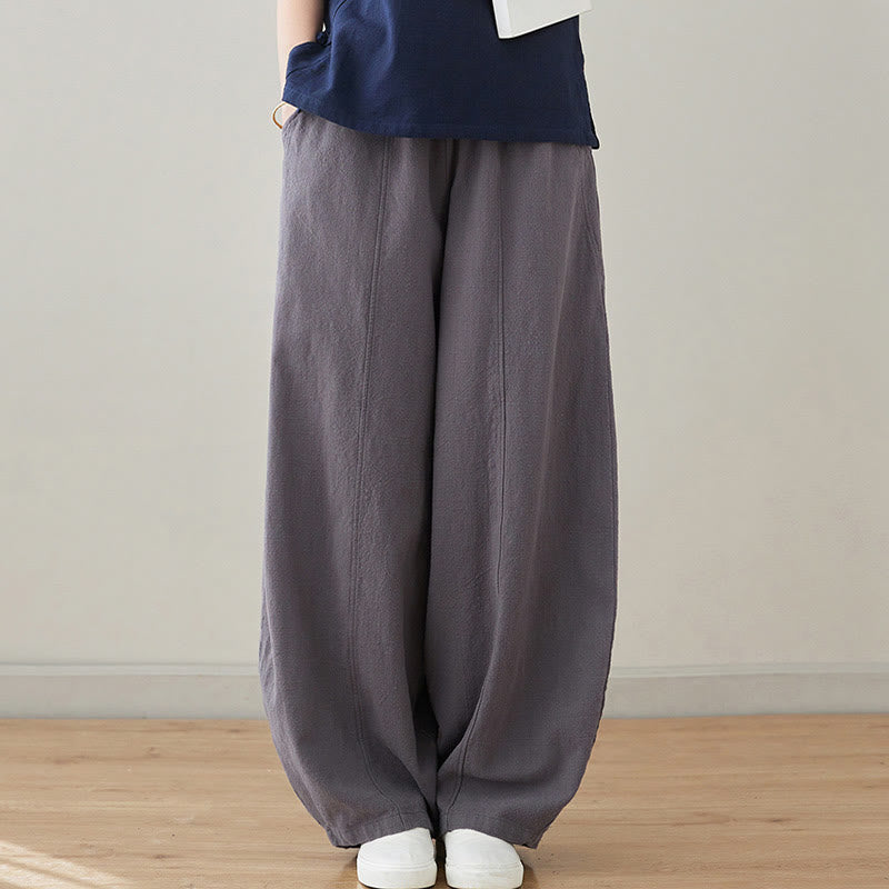 Buddha Stonesカジュアル 無地 ルーズロープ レディース コットンリネン パンツ ポケット付き - image 12