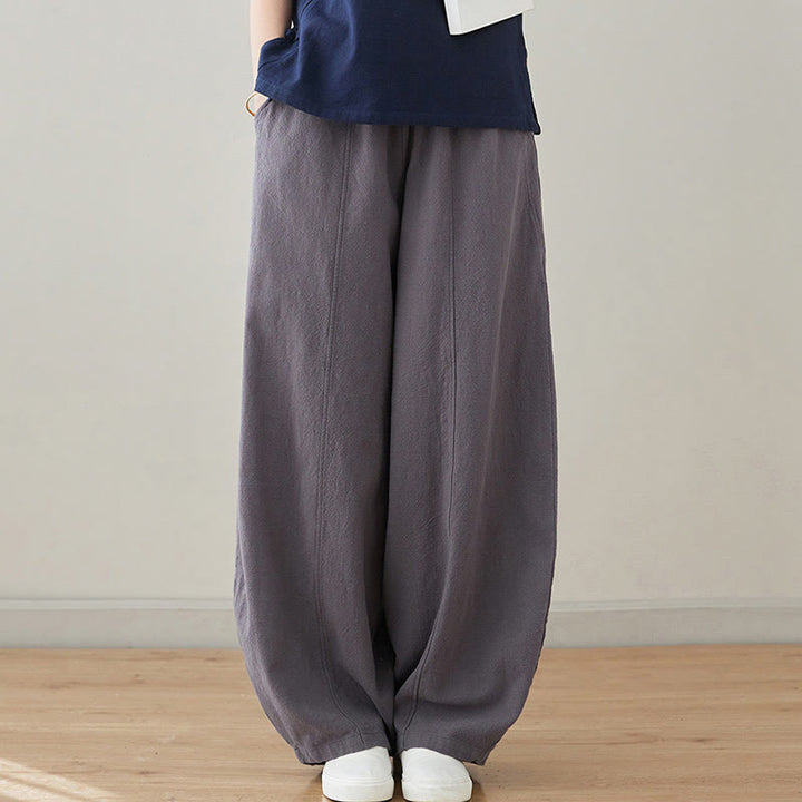 Buddha Stonesカジュアル 無地 ルーズロープ レディース コットンリネン パンツ ポケット付き - image 12
