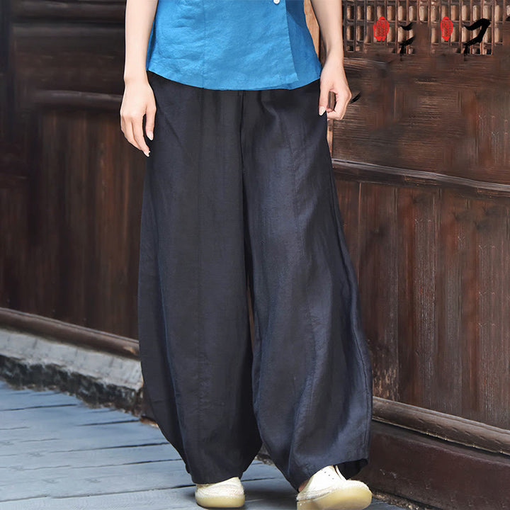 Buddha Stonesカジュアル 無地 ルーズロープ レディース コットンリネン パンツ ポケット付き - ディムグレー - US6、 UK/AU10、 EU38 (L) - image 22