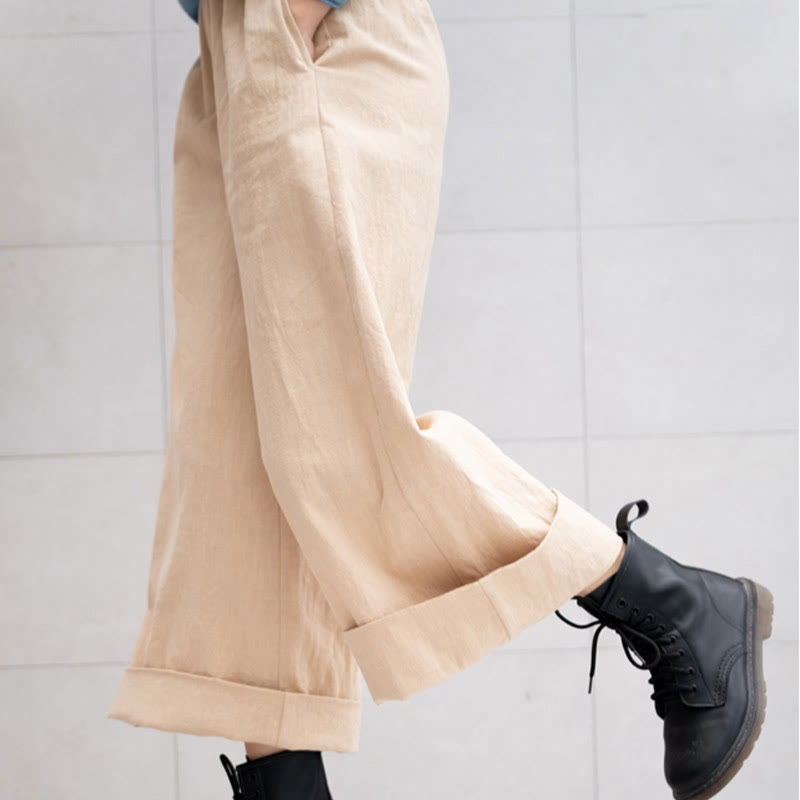 Buddha Stonesカジュアル 無地 ゆったり レディース ラミー ワイドレッグ パンツ ポケット付き - image 22