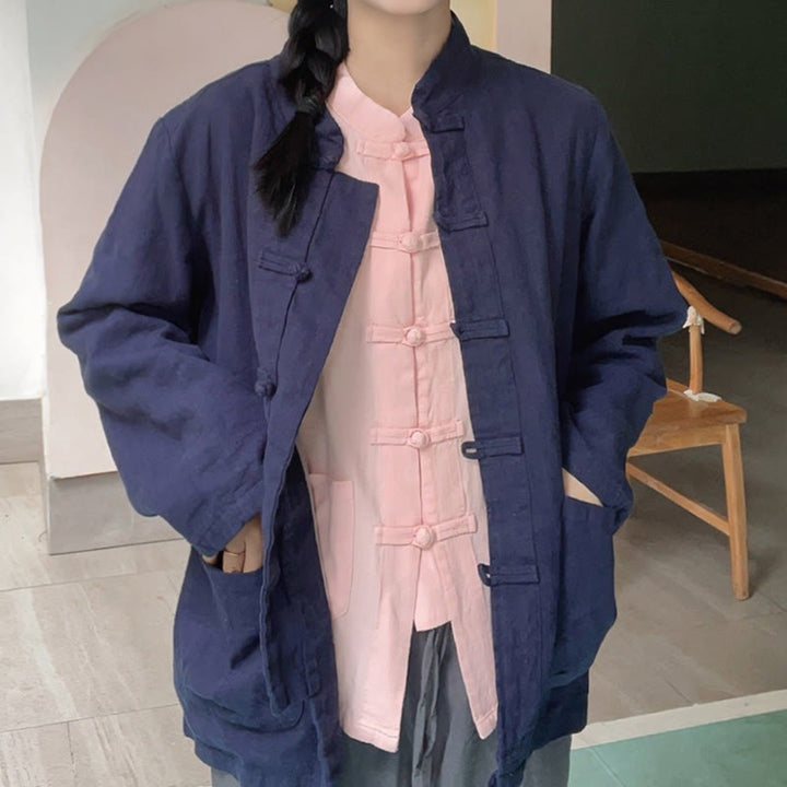 Buddha Stones無地 カエルボタン 長袖 コットンリネン レディース シャツ ポケット付き - image 19