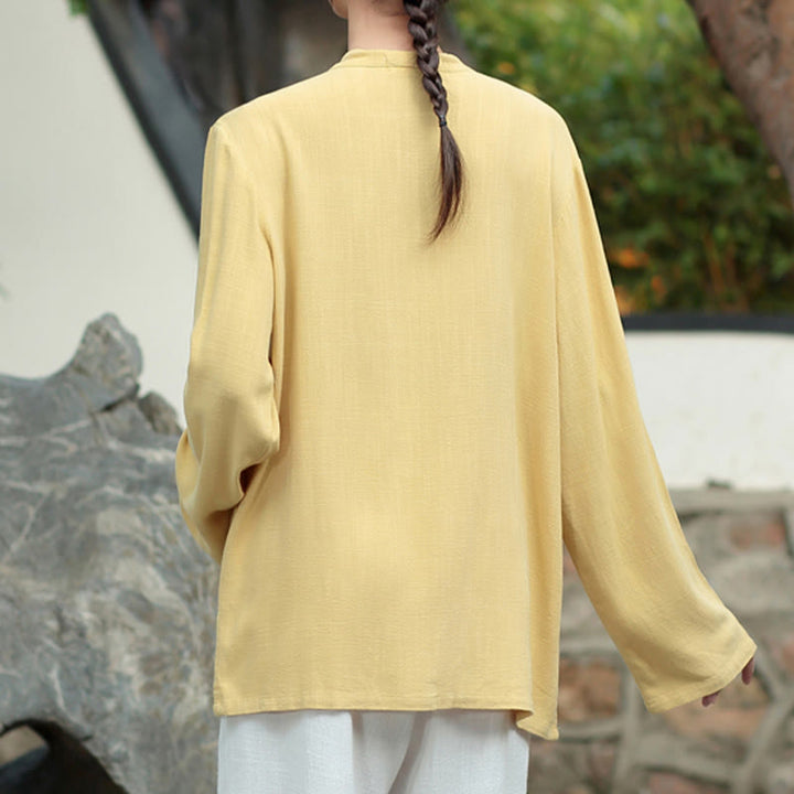 Buddha Stones無地 カエルボタン 長袖 コットンリネン レディース シャツ ポケット付き - image 15