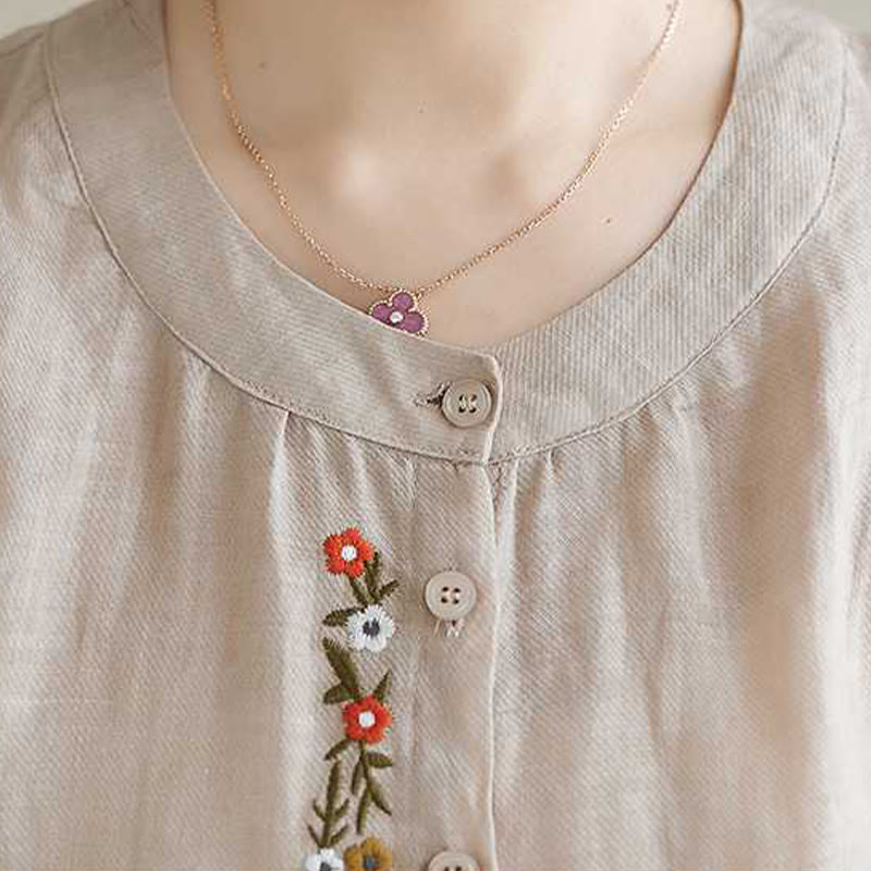 Buddha Stones2点セット コットン刺繍 花柄 シャツ トップパンツ 瞑想 禅 太極拳 ウェア レディース セット - image 21