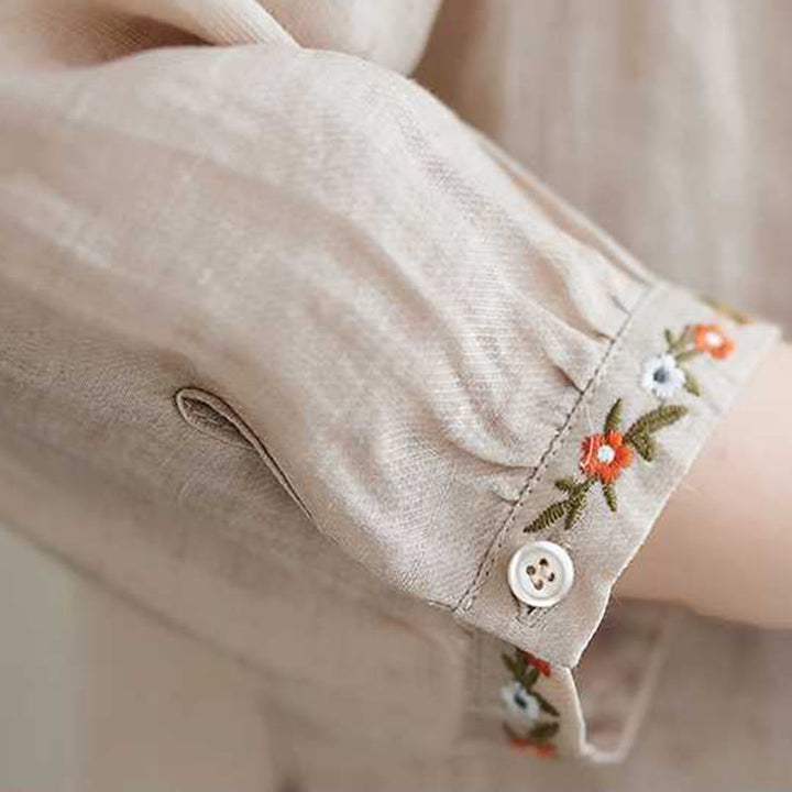 Buddha Stones2点セット コットン刺繍 花柄 シャツ トップパンツ 瞑想 禅 太極拳 ウェア レディース セット - image 12