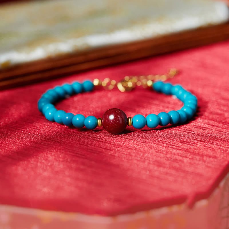 Buddha Stones925スターリングシルバー ターコイズ シナバー 浄化ブレスレット - image 1