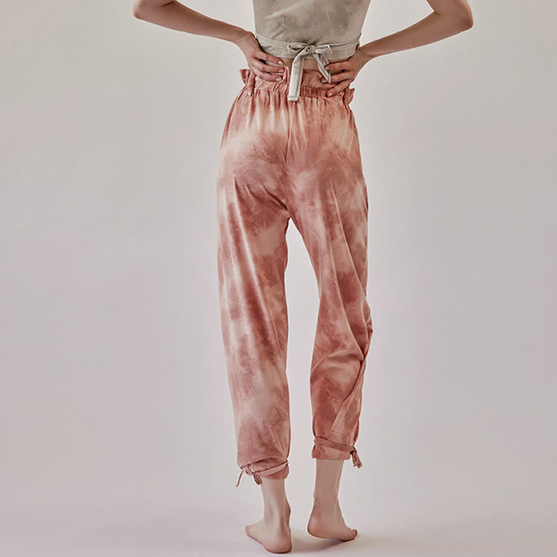 Buddha Stonesカジュアルトラウザー レッグタイ インクプリント レディース スパンデックスパンツ - ライトコーラル - US6、 UK/AU10、 EU38 (XL) - image 1