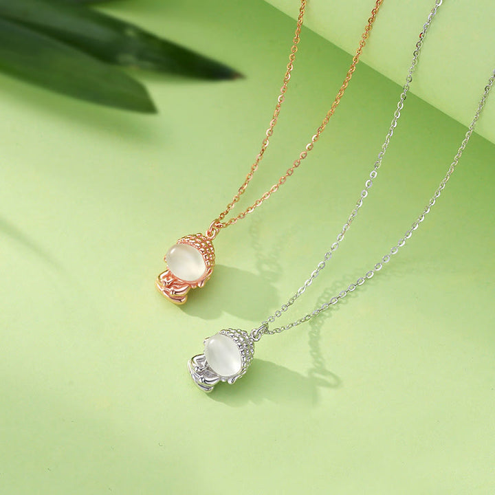 Buddha Stones925スターリングシルバー カルセドニー無形の仏ポジティブネックレスペンダント - image 1