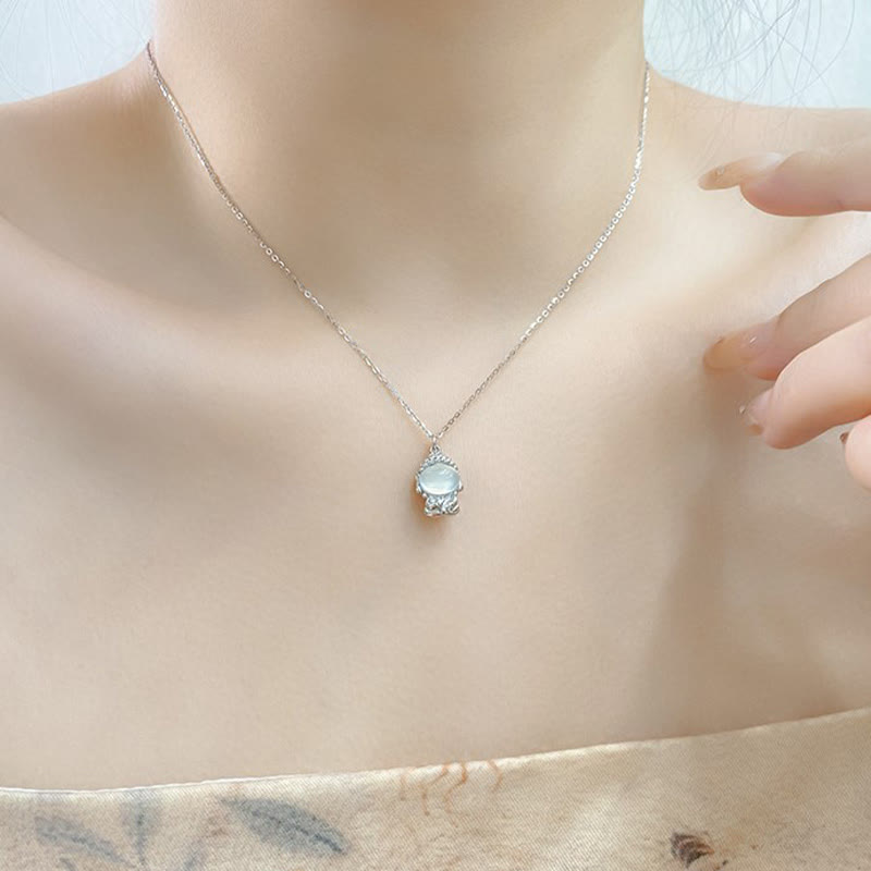 Buddha Stones925スターリングシルバー カルセドニー無形の仏ポジティブネックレスペンダント - image 8