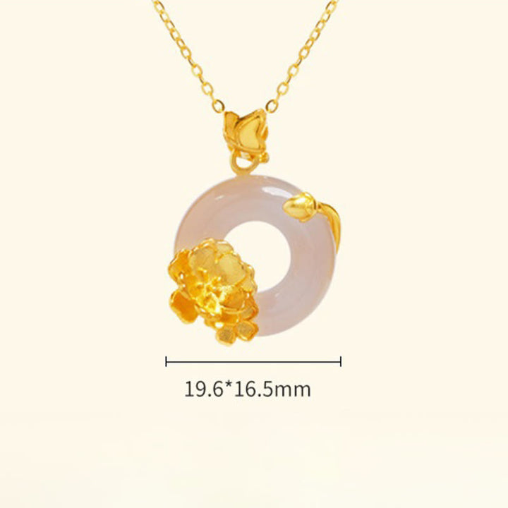 Buddha Stonesナチュラル 925 スターリングシルバー ホワイトカルセドニー ピース平和のお守りチャームブロッサム バタフライ ポジティブネックレス ペンダント - image 11