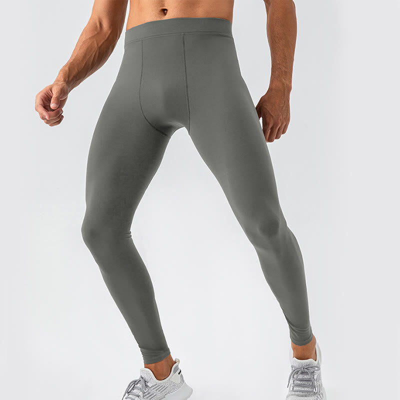 Buddha Stonesプレーン ハイウエスト 伸縮性 通気性 スポーツ メンズ レギンス パンツ - グレー - US/UK/AU44、 EU54 (2XL) - image 11