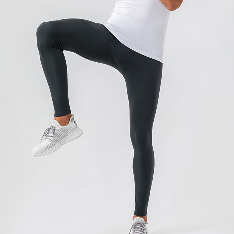 Buddha Stonesプレーン ハイウエスト 伸縮性 通気性 スポーツ メンズ レギンス パンツ - image 21