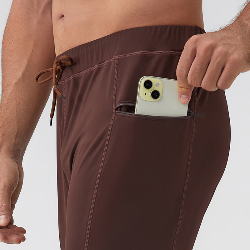 Buddha Stonesハイウエスト 速乾 通気性 フィットネス メンズ レギンス パンツ ジッパーポケット付き - image 6